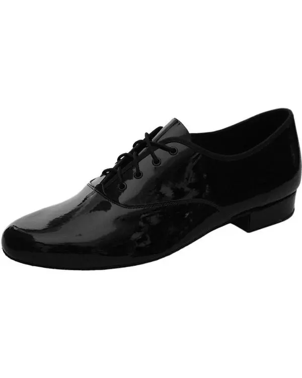 Boys latin dance shoes in black leather with latin heel for latin, ballroom  standard