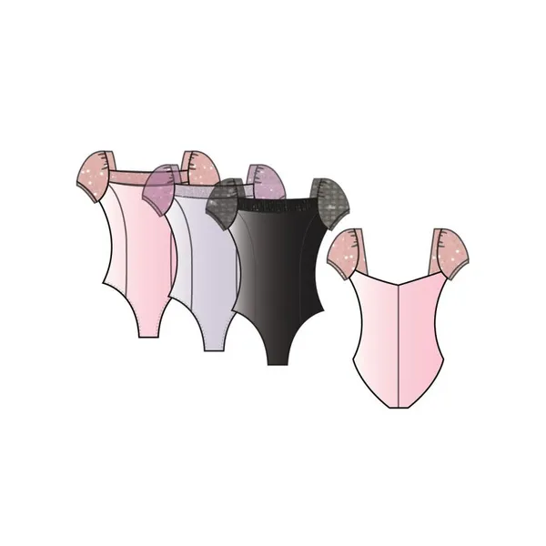 Capezio puff sleeve leotard with glittery shoulders