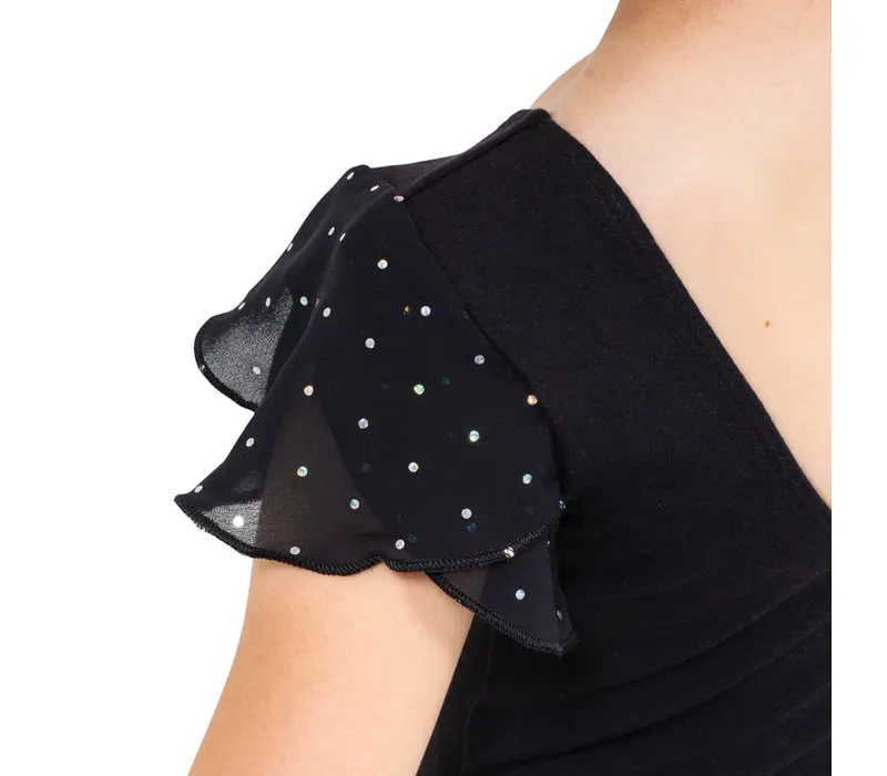 Bloch Scarlett, Girl's Leotard with Ruffle Sleeves - Black