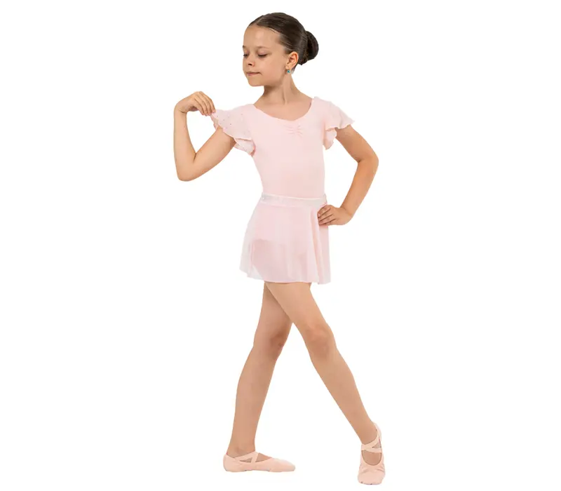 Bloch Scarlett, Girl's Leotard with Ruffle Sleeves - Light Pink Bloch