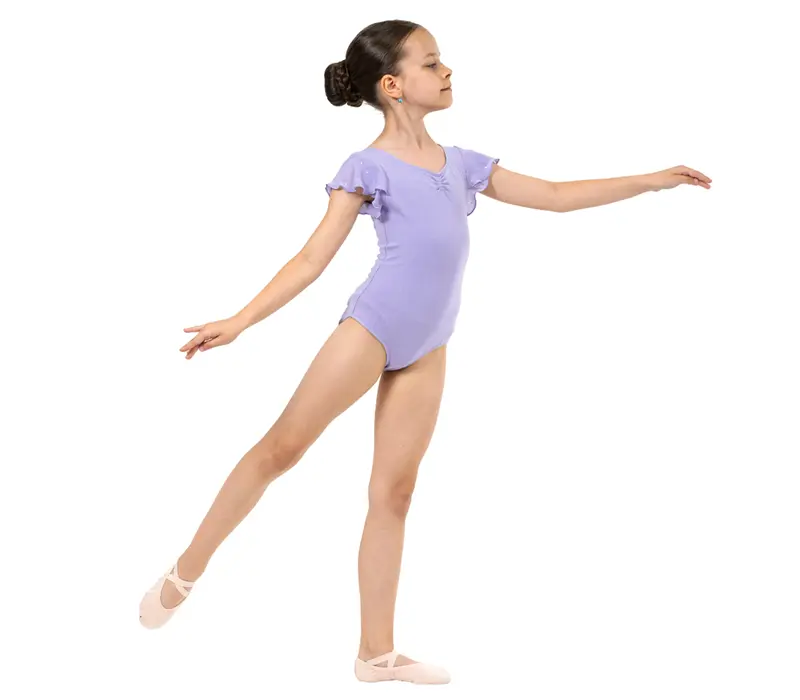 Bloch Scarlett, Girl's Leotard with Ruffle Sleeves - Lilac