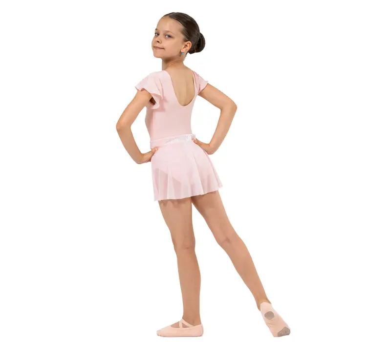 Bloch Scarlett, Girl's Leotard with Ruffle Sleeves - Light Pink Bloch