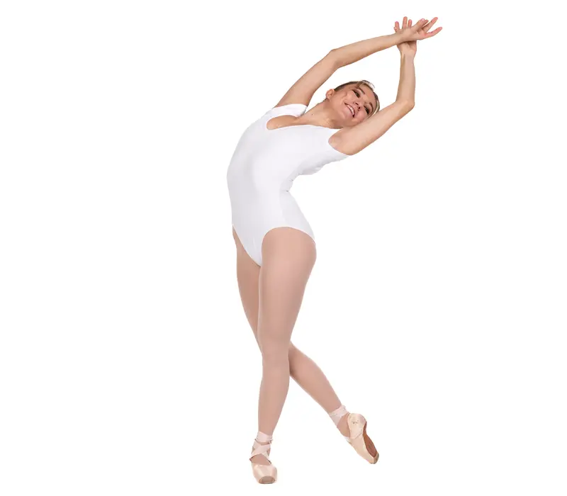 Bloch Gather, leotard for women with short sleeves - White