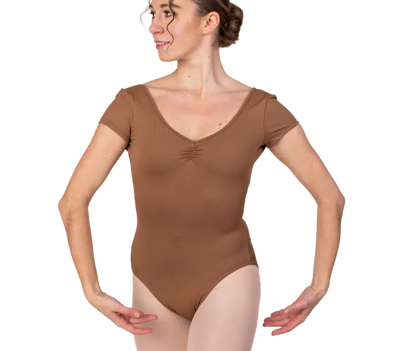 Bloch Gather, leotard for women with short sleeves - Almond Bloch