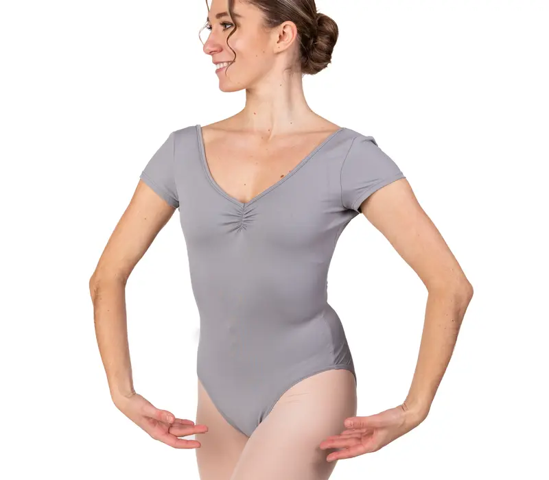 Bloch Gather, leotard for women with short sleeves - Grey Bloch