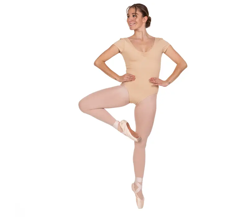 Bloch Gather, leotard for women with short sleeves - Sand