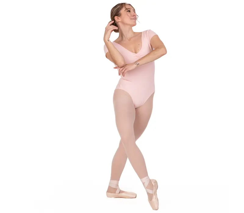 Bloch Gather, leotard for women with short sleeves - Light Pink Bloch