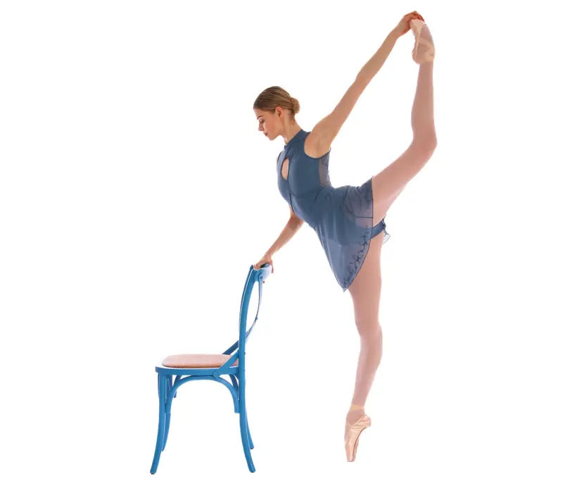 Bloch Kali Floral, women's leotard to the neck with an open back - Grey Bloch
