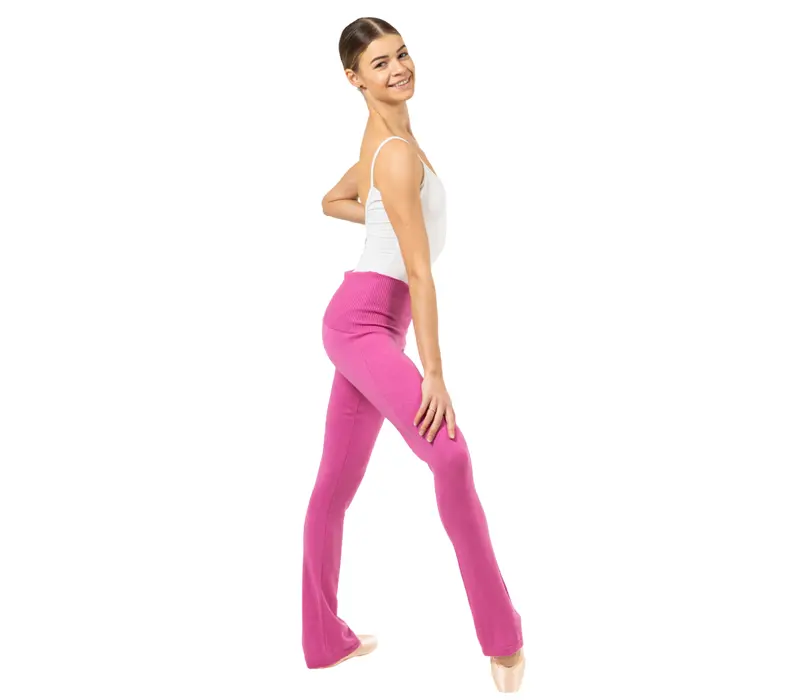 Bloch Flare Pant Rollover, Knitted Trousers for Women - Deep pink Bloch