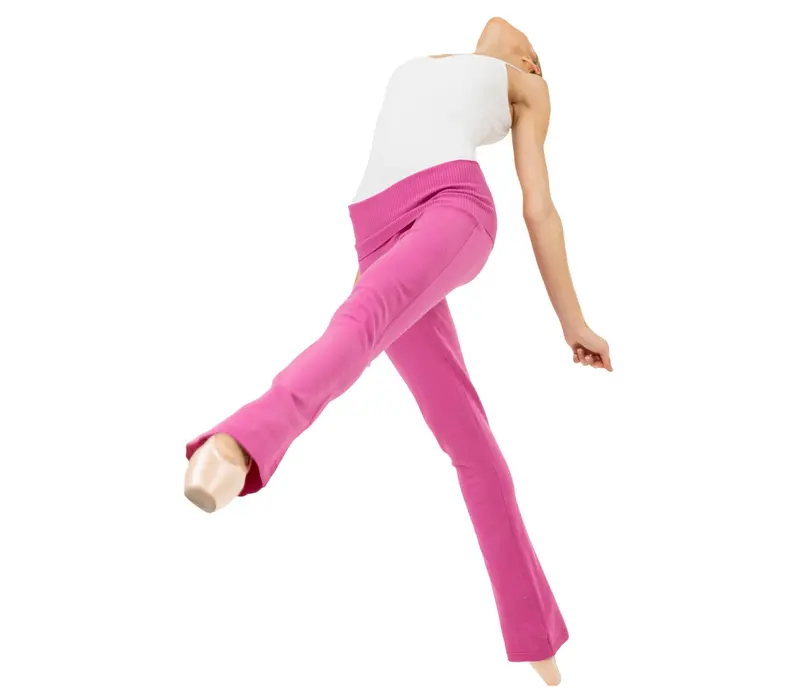 Bloch Flare Pant Rollover, Knitted Trousers for Women - Deep pink Bloch