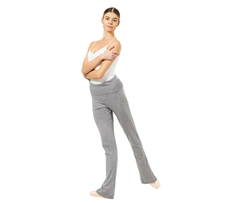Bloch Flare Pant Rollover, Knitted Trousers for Women - Grey Bloch