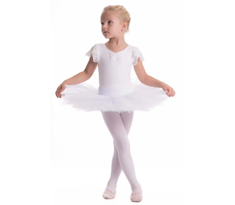 Bloch Scarlett, Girl's Leotard with Ruffle Sleeves - White