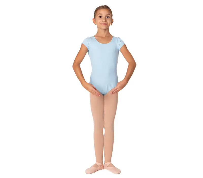 Bloch Dujour, short sleeve leotard - Pastel Blue Bloch