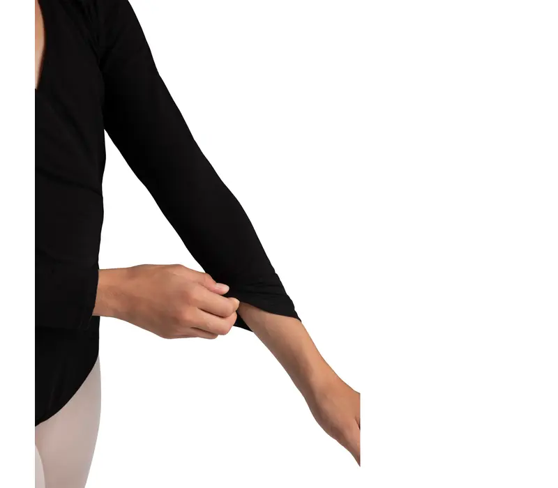 Capezio Cross Over Top, a Warm-up Top for Girls - Black