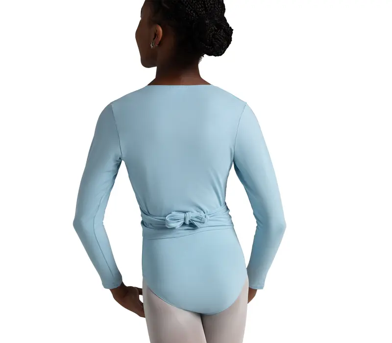 Capezio Cross Over Top, a Warm-up Top for Girls - Light blue Capezio