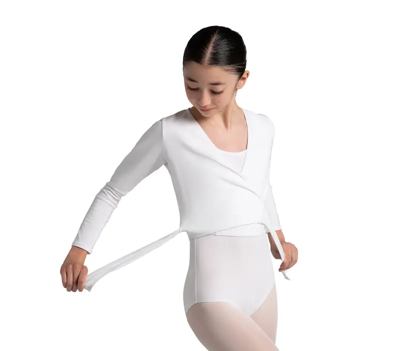 Capezio Cross Over Top, a Warm-up Top for Girls - White
