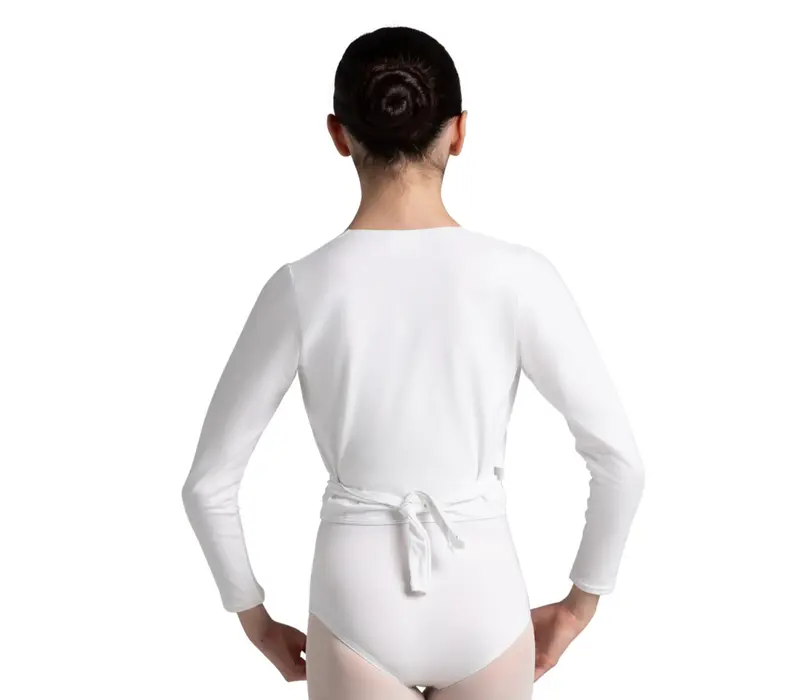 Capezio Cross Over Top, a Warm-up Top for Girls - White