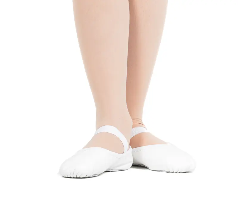 Capezio Luna, kid's leather ballet slippers - White