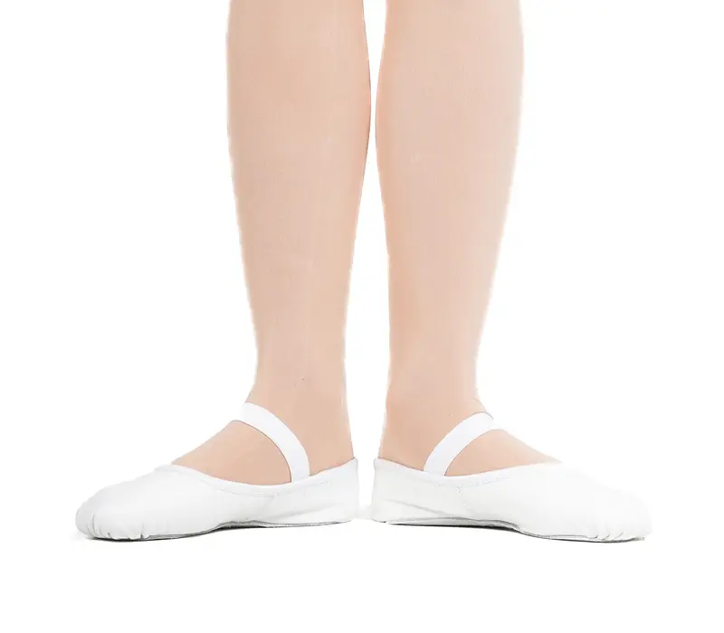 Capezio Luna, kid's leather ballet slippers - White