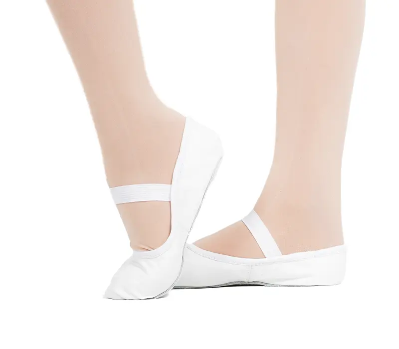 Capezio Luna, kid's leather ballet slippers - White