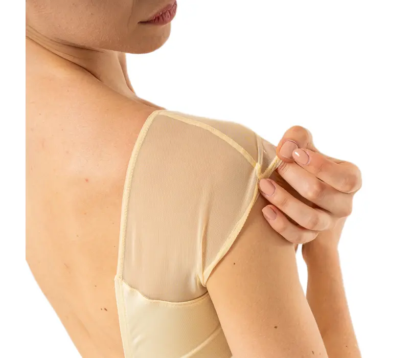 Capezio Moonsruck Cap Sleeve Leotard, women's short mesh-sleeve leotard - Butter Capezio