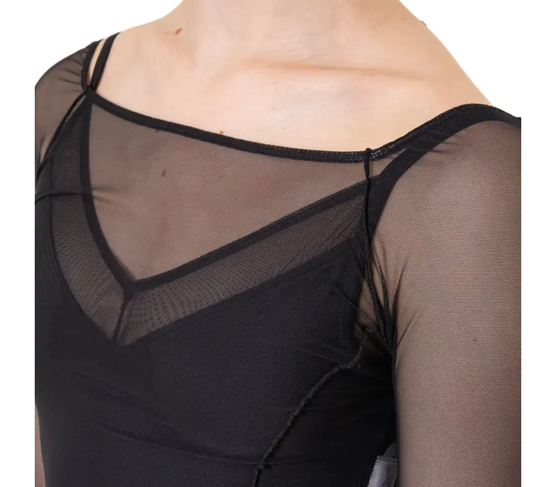 Capezio Dusk Mesh, ladies' long sleeve top - Black