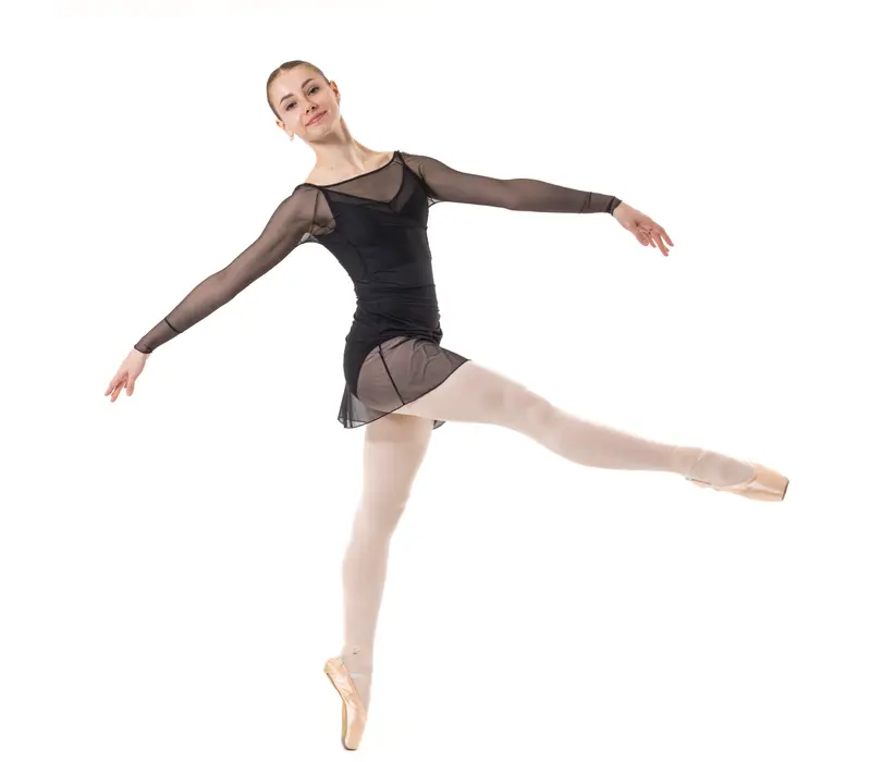 Capezio Dusk Mesh, ladies' long sleeve top - Black