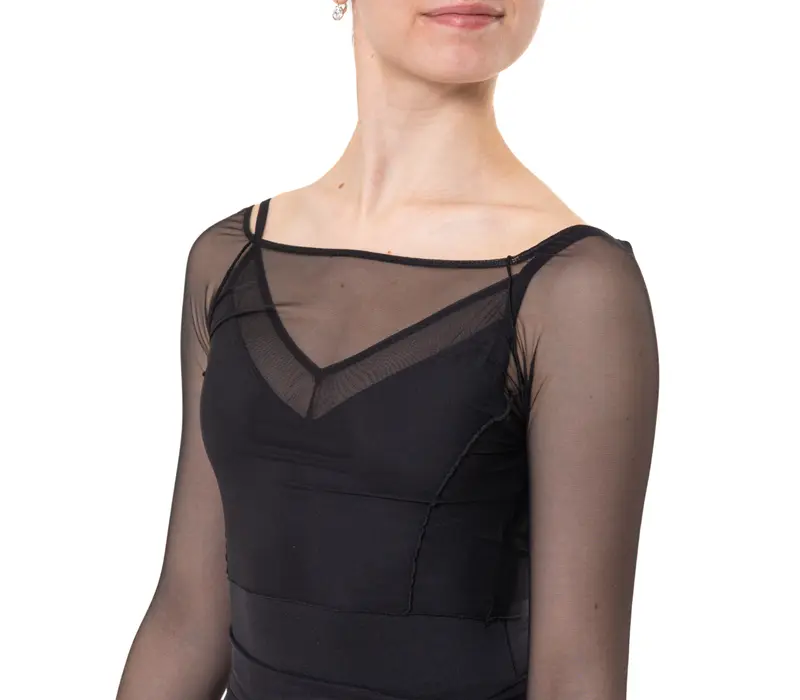 Capezio Dusk Mesh, ladies' long sleeve top - Black