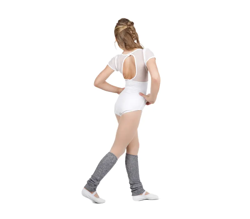 Capezio puff sleeve keyhole back children´s leotard - White