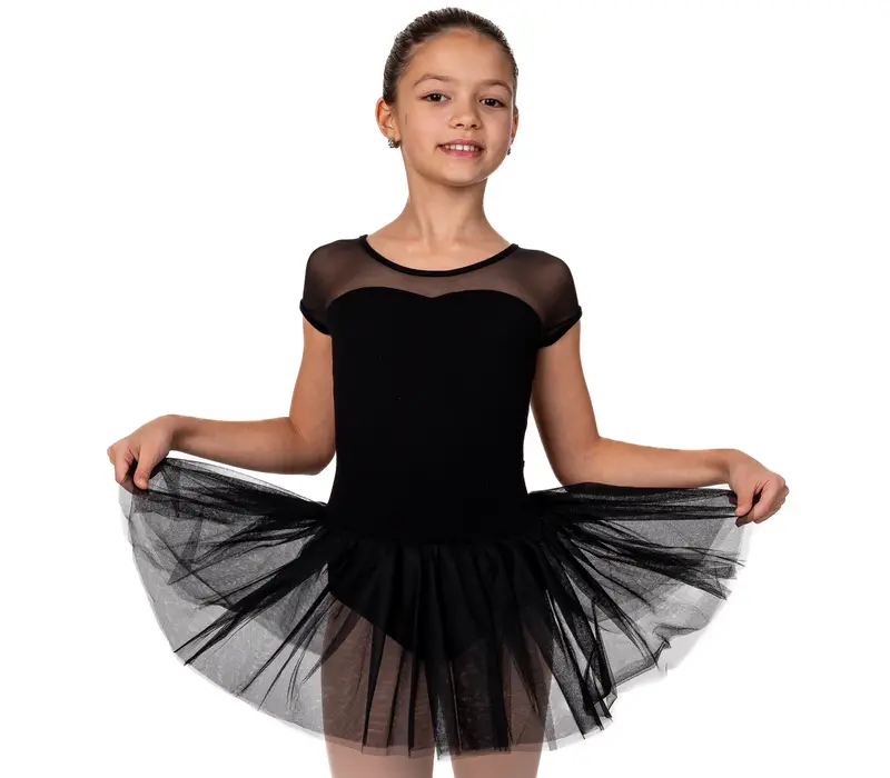 Capezio Keyhole Back Tutu Dress, a leotard with a tutu skirt for children - Black