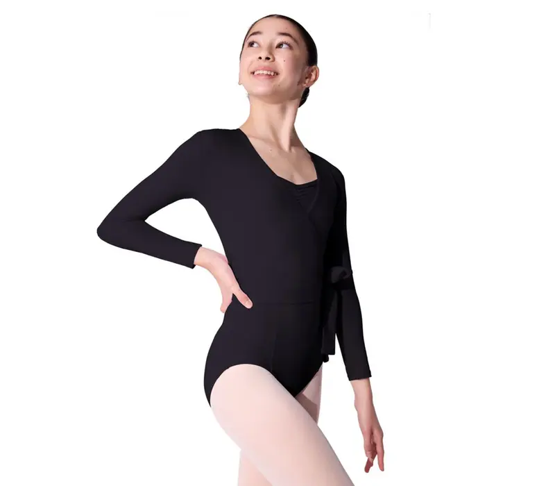 Capezio Essentials Wrap Top, girls' wrap top - Black