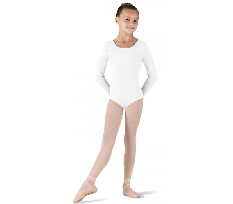 Bloch Petit, long sleeve leotard - White