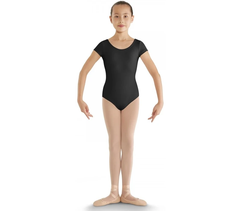 Bloch strap back cap sleeve leotard for kids - Black