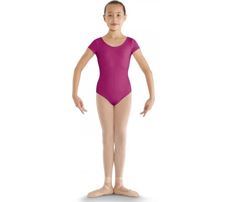 Bloch strap back cap sleeve leotard for kids - Hot Pink Bloch