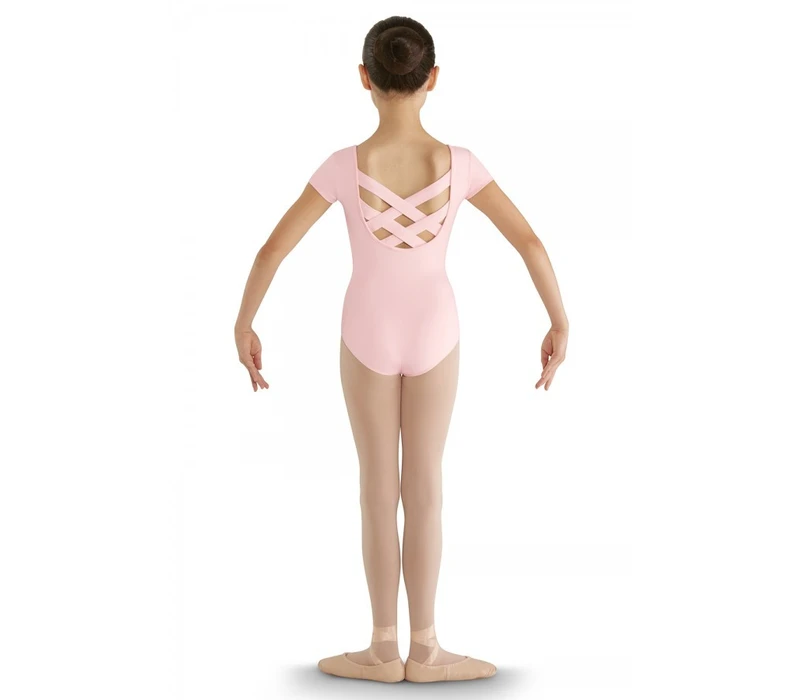 Bloch strap back cap sleeve leotard for kids - Candy Pink Bloch