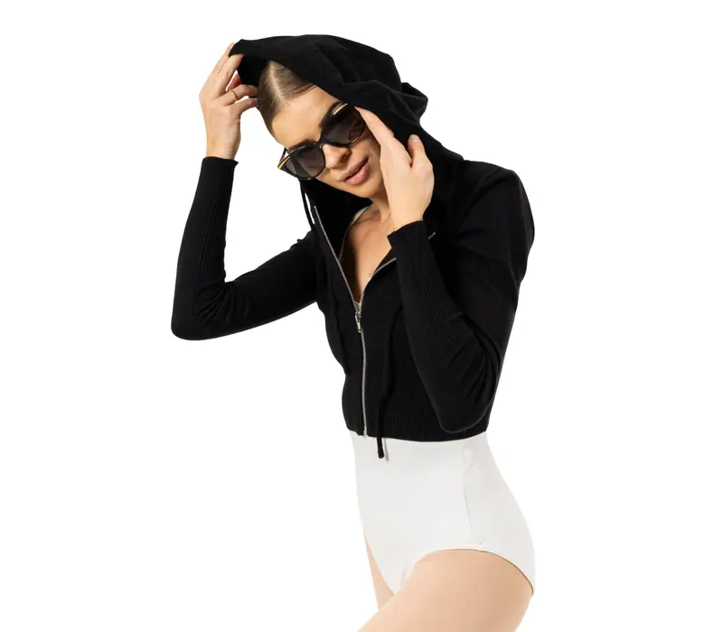 Bloch Cropped Knit Full Zip Hoodie, Women’s Hoodie - Black Bloch Cropped Knit Full Zip Hoodie, Women’s Hoodie - Black