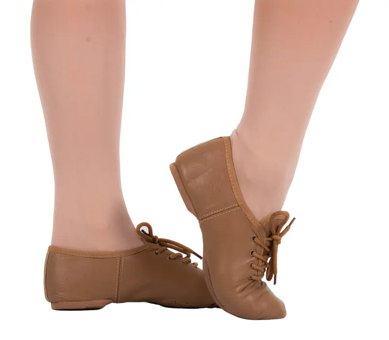 Dancee Economy jazz, leather jazz shoes for children - Tan