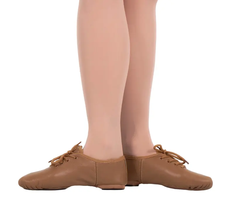 Dancee Economy jazz, leather jazz shoes for children - Tan