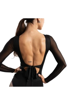 Jadore, women's bodysuit with a tulle sleeves