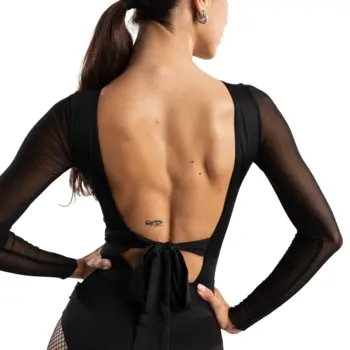 Jadore, women's bodysuit with a tulle sleeves