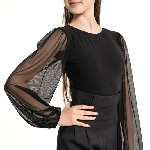 FSD Kamila mesh, girl's bodysuit with mesh sleeves
