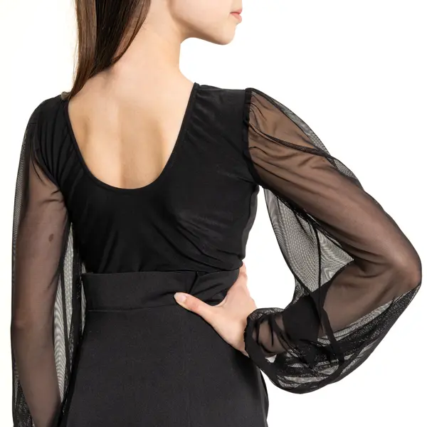 FSD Kamila mesh, girl's bodysuit with mesh sleeves
