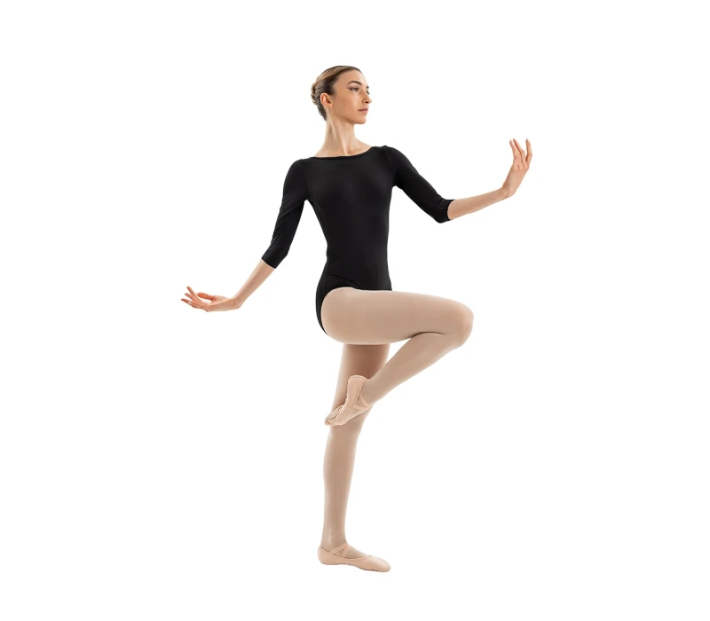 Capezio Essential boatneck, women's leotard with 3/4 sleeves - Black