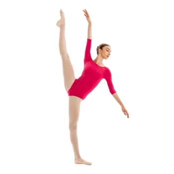 Capezio Essential boatneck, women's leotard with 3/4 sleeves - Bright mulberry Capezio