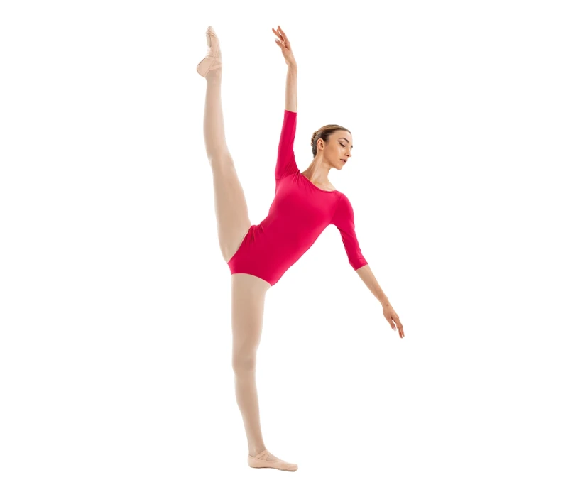 Capezio Essential boatneck, women's leotard with 3/4 sleeves Capezio Essential boatneck, women's leotard with 3/4 sleeves - Bright mulberry Capezio