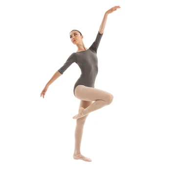 Capezio Essential boatneck, women's leotard with 3/4 sleeves - Grey