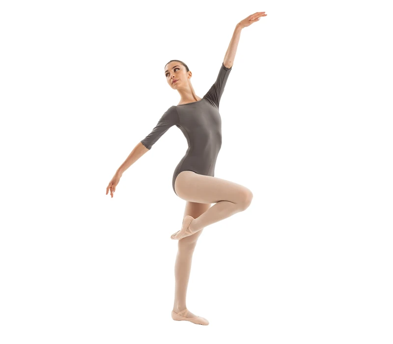 Capezio Essential boatneck, women's leotard with 3/4 sleeves - Grey