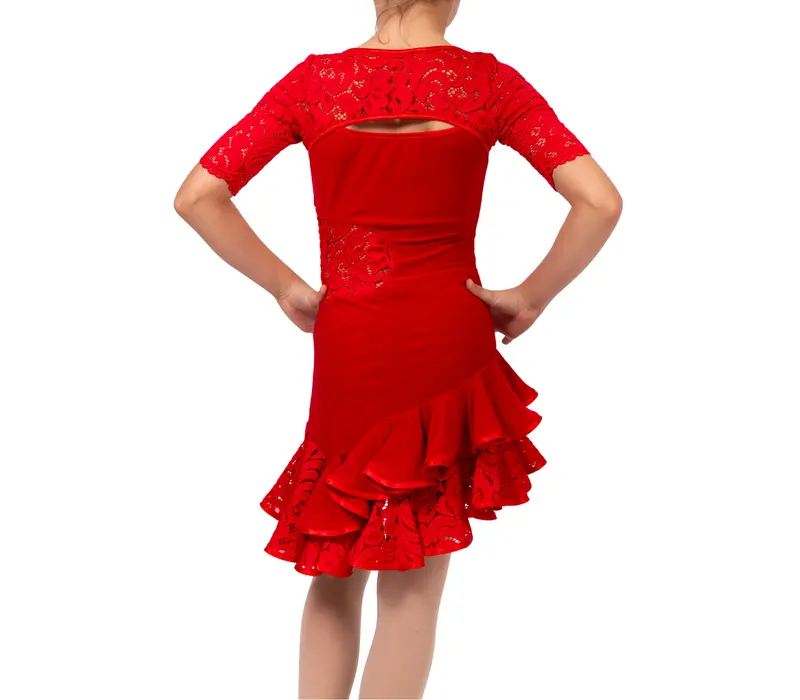 Latin dance dress Basic for girls - Red