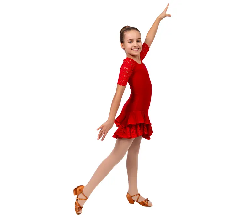 Latin dance dress Basic for girls - Red