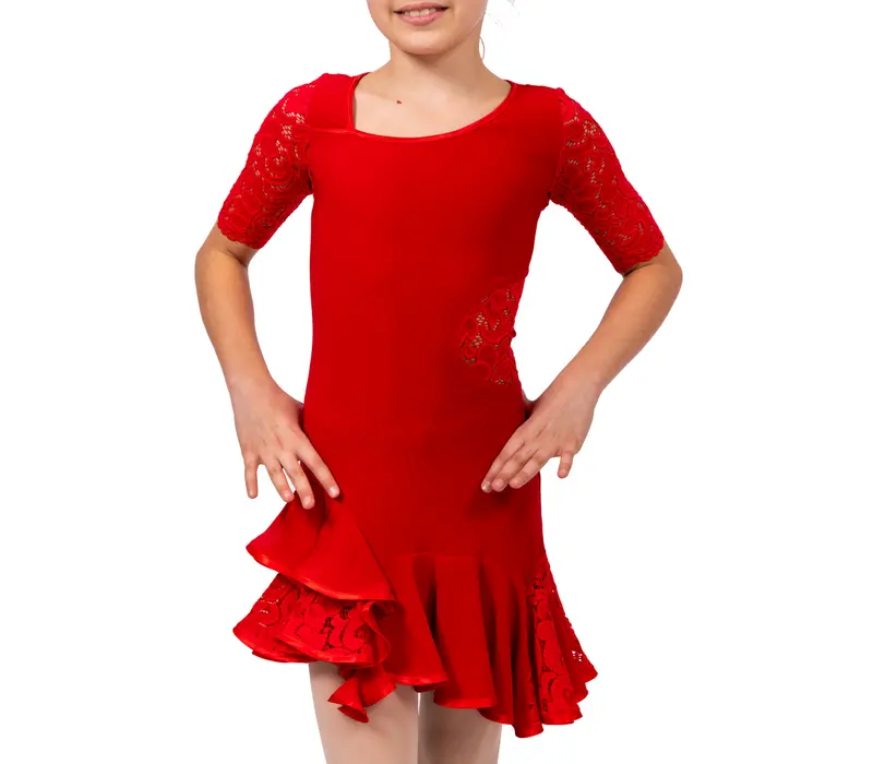 Latin dance dress Basic for girls - Red